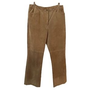 Lauren Ralph Lauren Tan Suede Leather Pants Womens 12 Western Lined Straight Leg